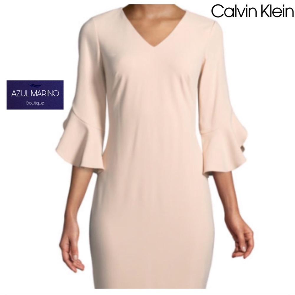 Calvin Klein — Mid Sleeve Scuba Dress in blossom color •Vestido de manga media•